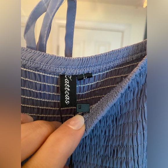 Smocked Blue Midi Dress - Picture 2 of 3